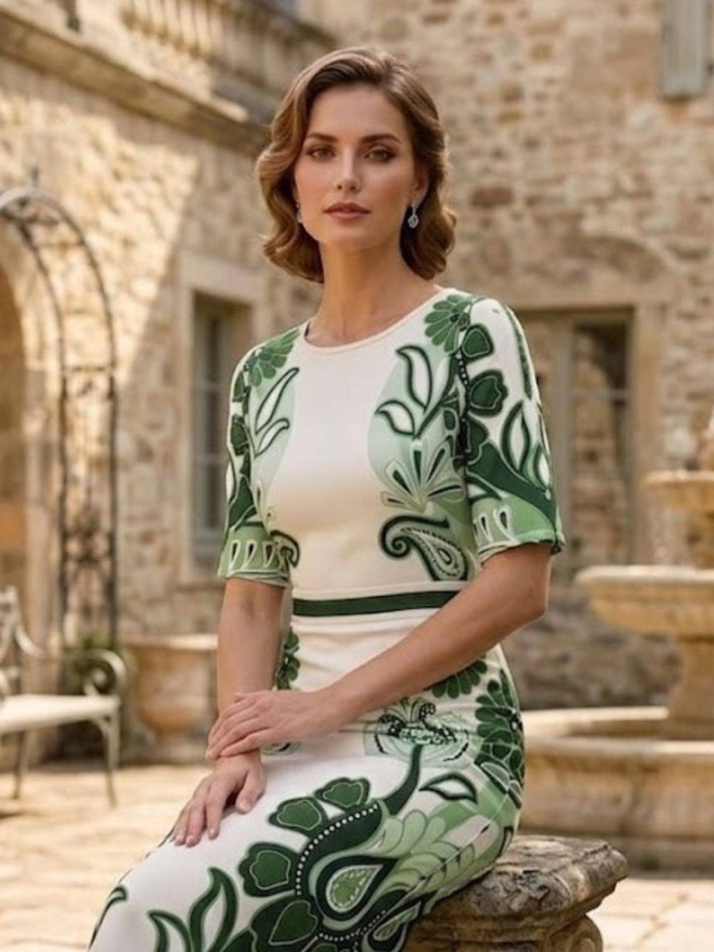Green Linen Midi Dress | D56 - view 5