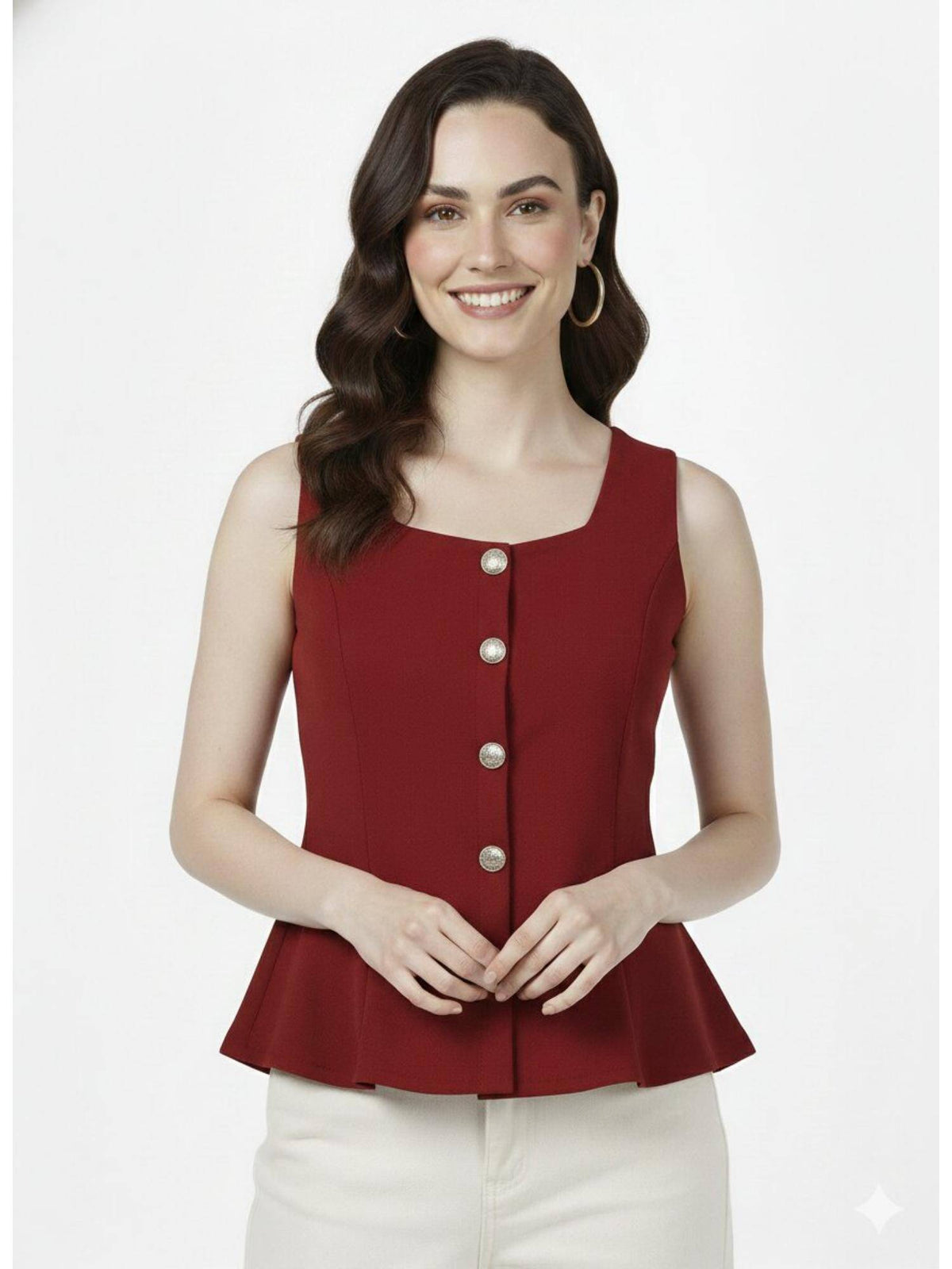 Marron Peplum Top in Ballentine Fabric | pt51 - view 1
