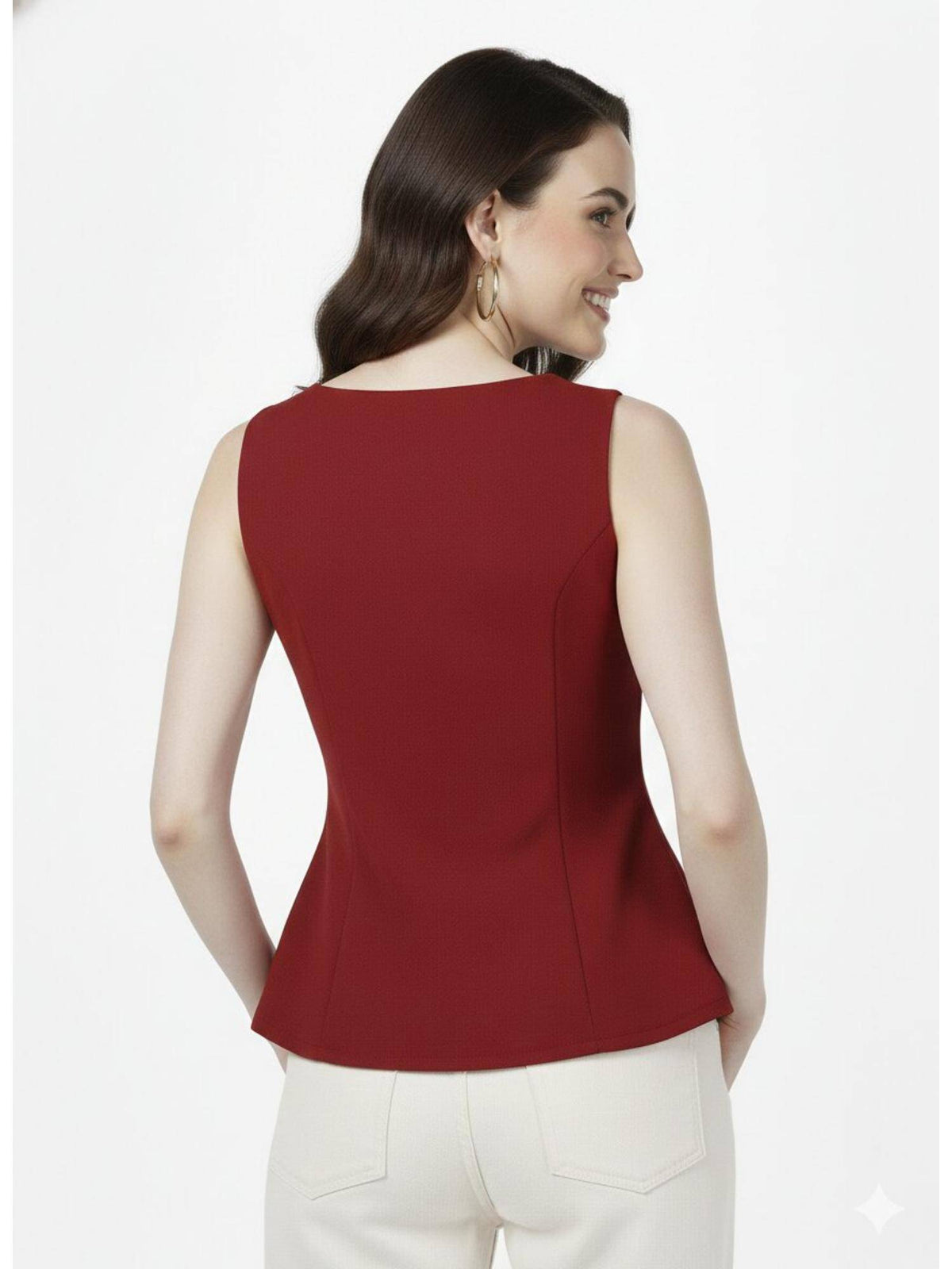 Marron Peplum Top in Ballentine Fabric | pt51 - view 2