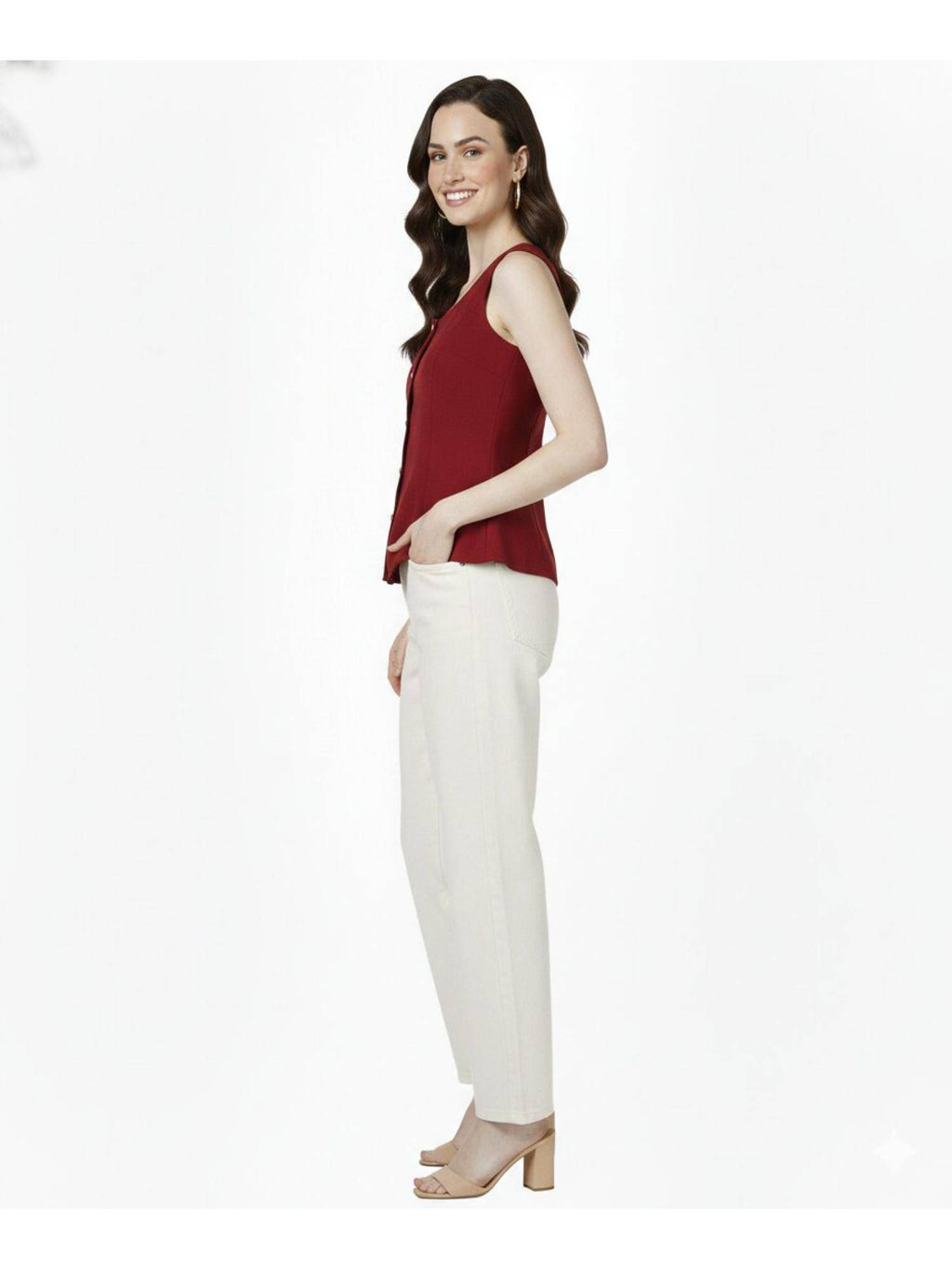 Marron Peplum Top in Ballentine Fabric | pt51 - view 3
