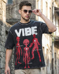 Men's Black Graphic Printed Oversized Acid Wash T-shirt Morrislane image 1