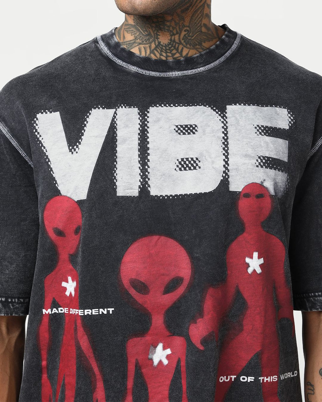 Men's Black Graphic Printed Oversized Acid Wash T-shirt Morrislane image 6