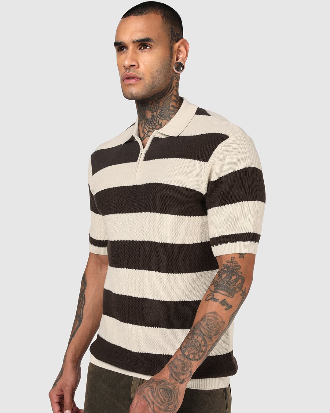 Men's Brown & Beige Color Block Polo T-shirt Morrislane image 2