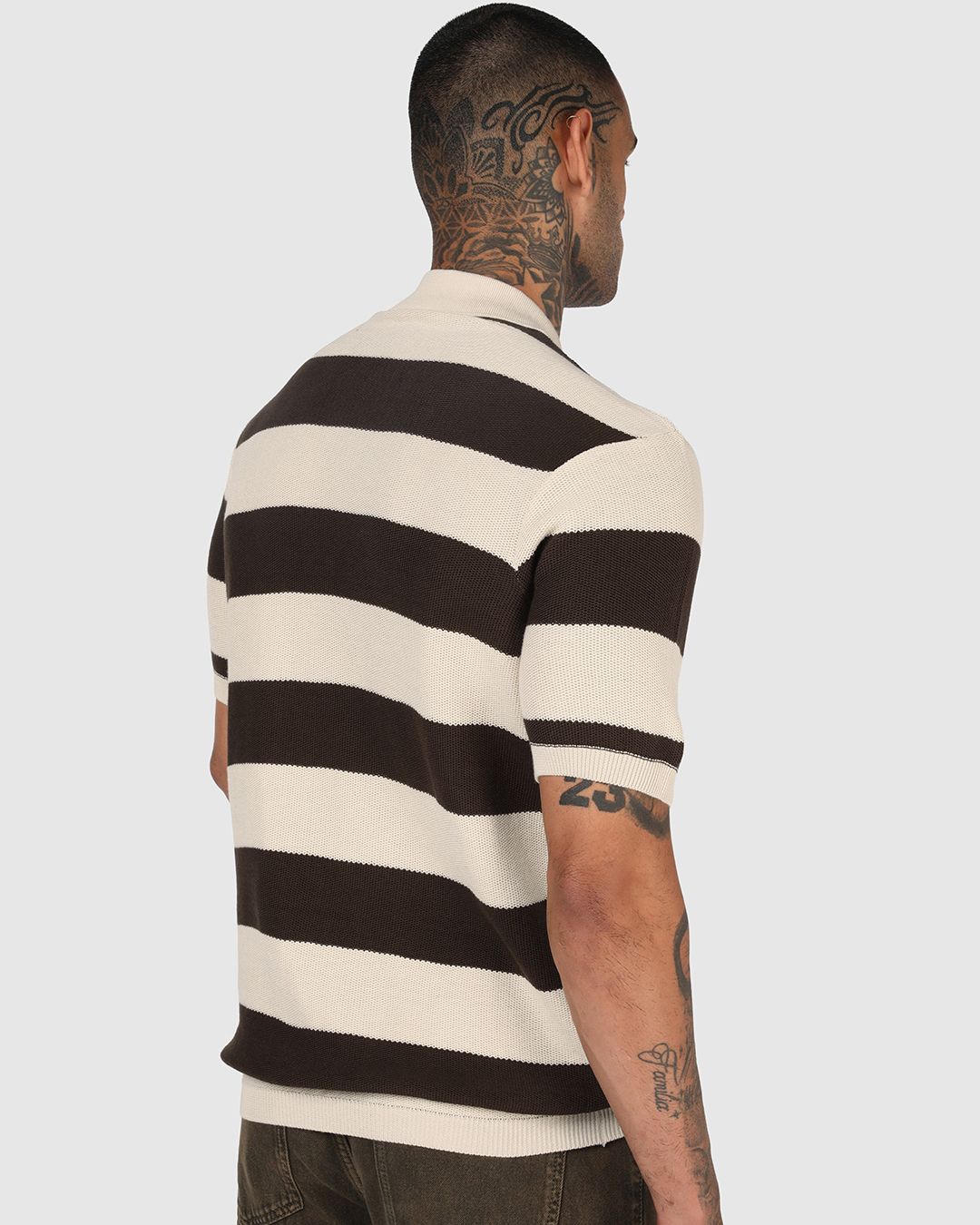 Men's Brown & Beige Color Block Polo T-shirt Morrislane image 3