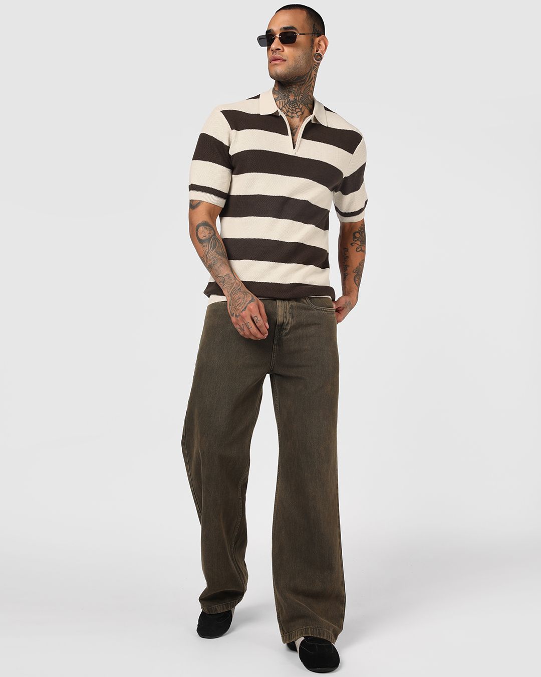 Men's Brown & Beige Color Block Polo T-shirt Morrislane image 4