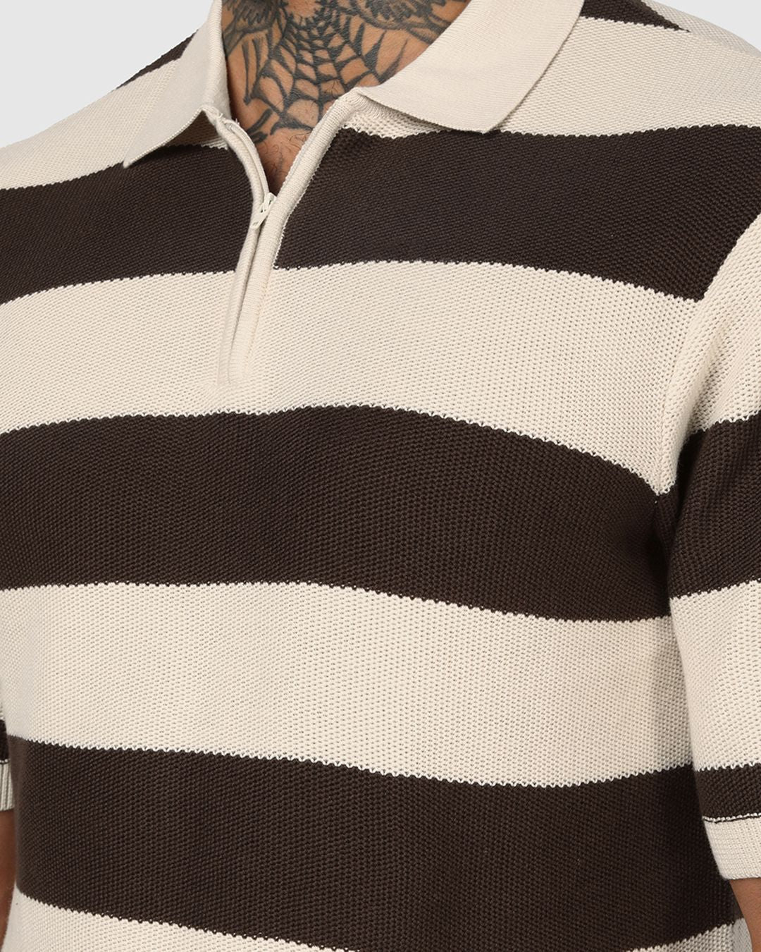 Men's Brown & Beige Color Block Polo T-shirt Morrislane image 5