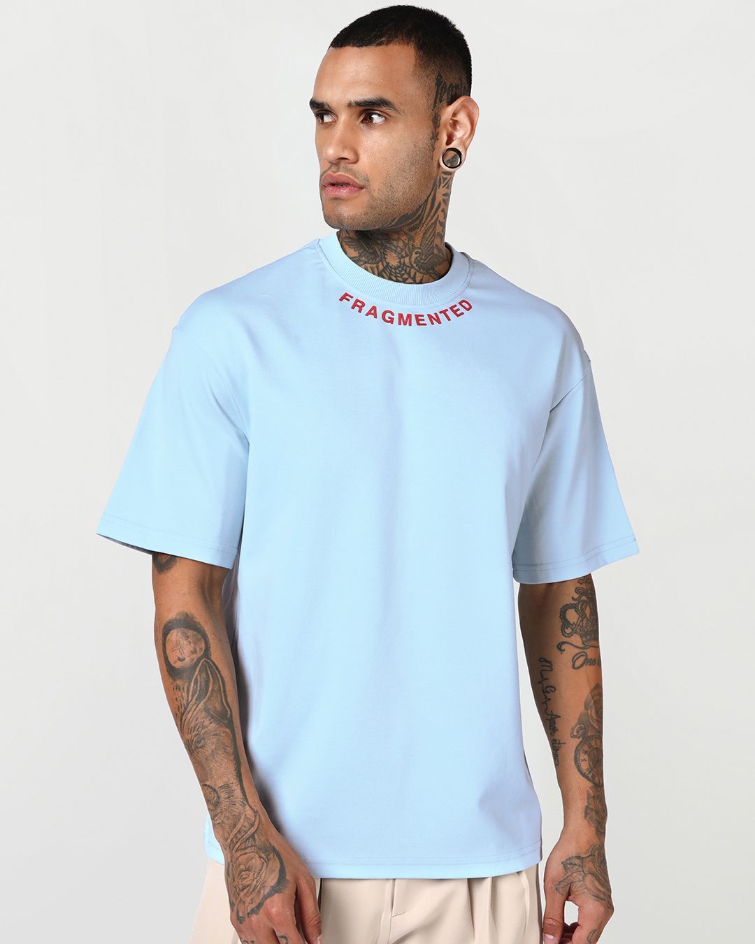 Men's Nantucket Breeze Blue Divided Typography Oversized T-shirt Morrislane