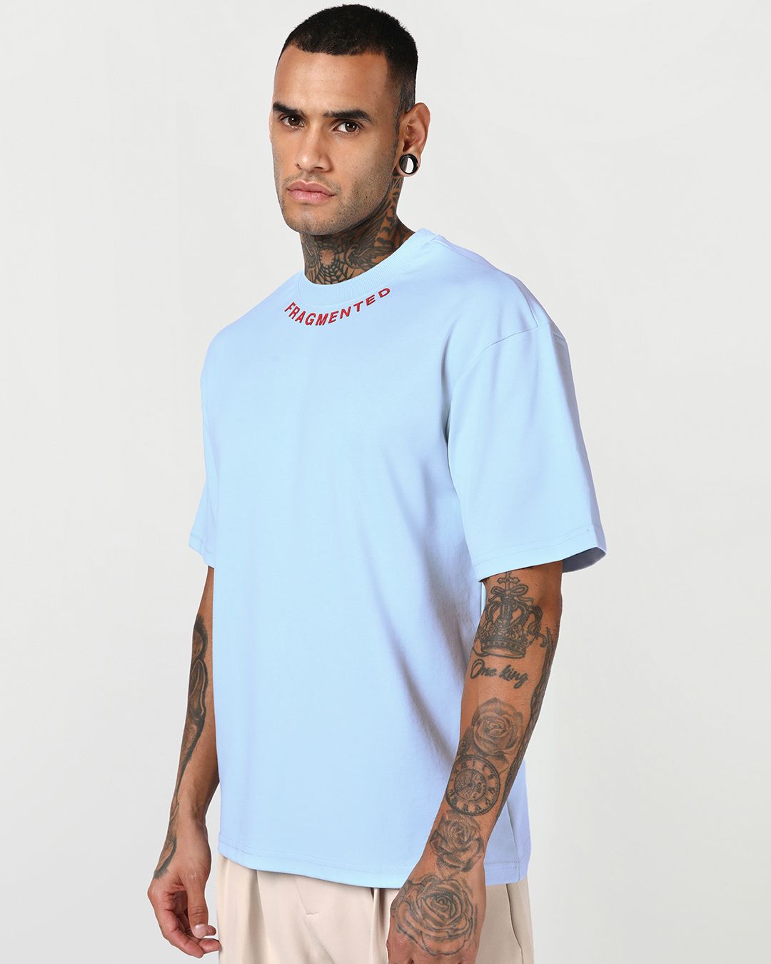Men's Nantucket Breeze Blue Divided Typography Oversized T-shirt Morrislane