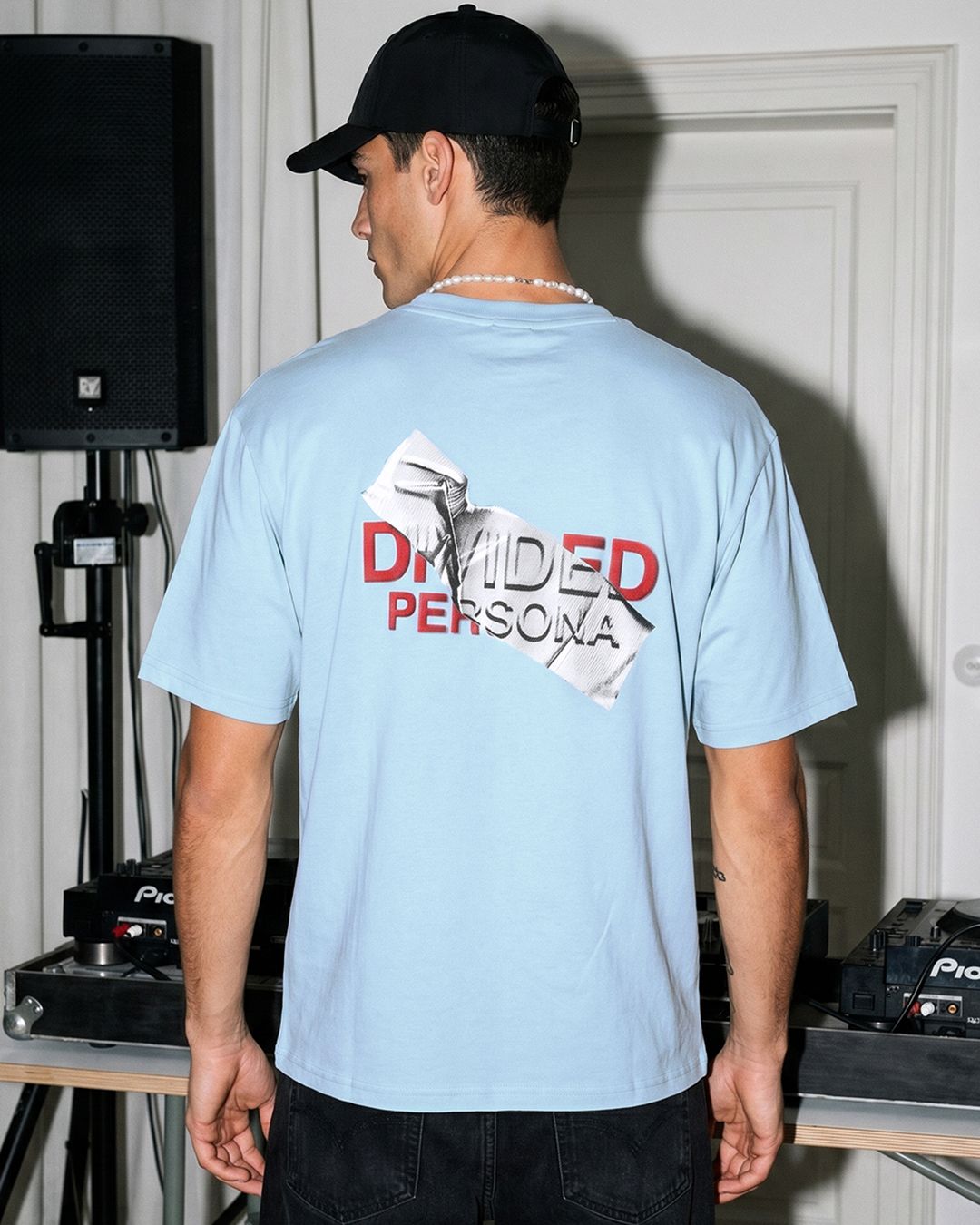 Men's Nantucket Breeze Blue Divided Typography Oversized T-shirt Morrislane