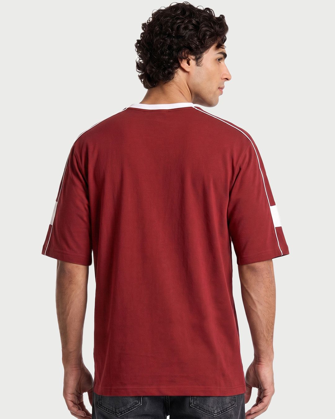 Men's Red Embroidered Oversized T-shirt