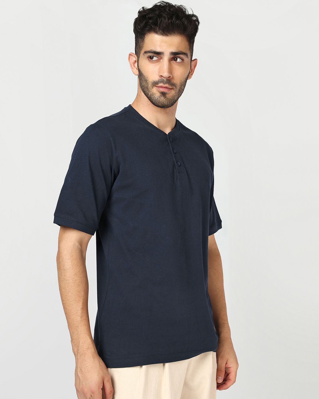 Men's Navy Blue Henley T-shirt Morrislane