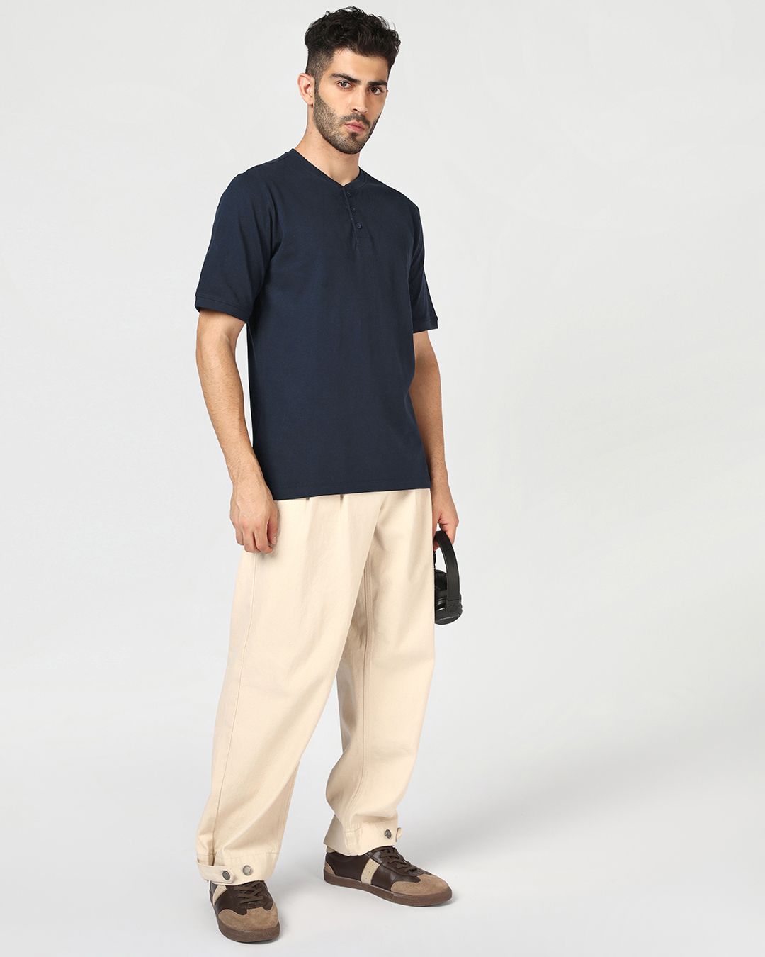 Men's Navy Blue Henley T-shirt Morrislane