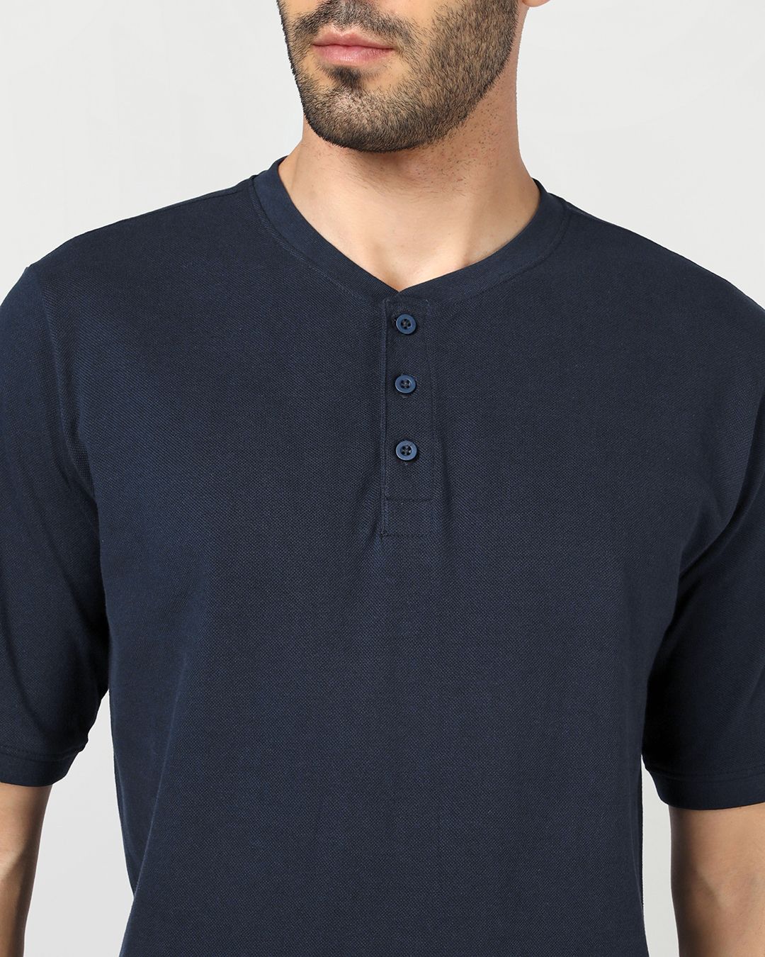 Men's Navy Blue Henley T-shirt Morrislane