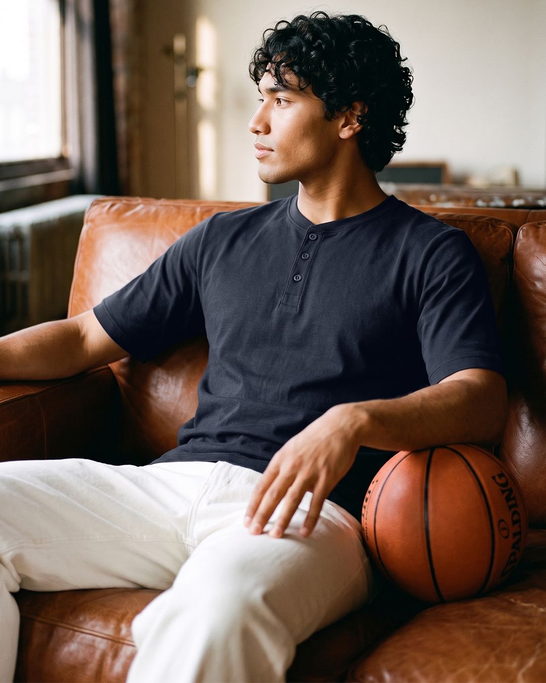Men's Navy Blue Henley T-shirt Morrislane