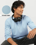 Men's Blue Textured T-shirt Morrislane