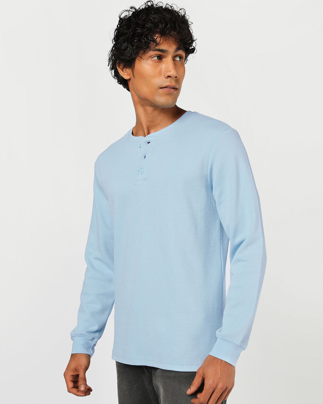 Men's Blue Textured T-shirt Morrislane