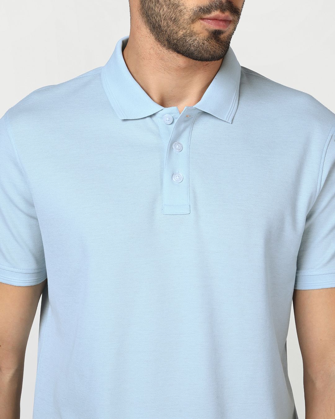 Men's Blue Textured Mercerized Polo T-shirt Morrislane