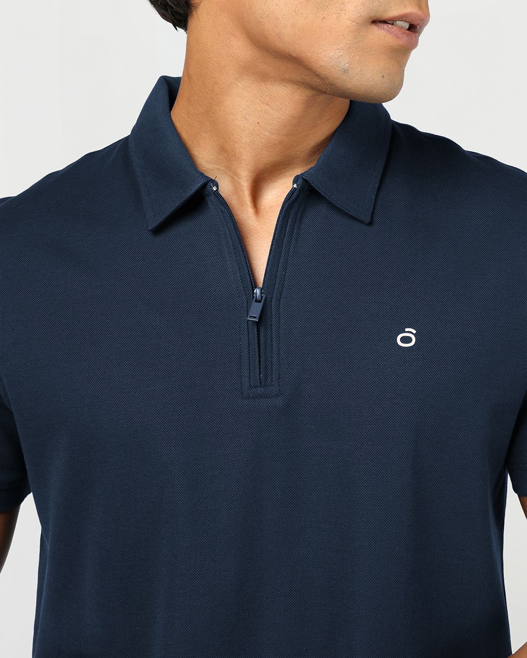 Men's Blue Textured Mercerized Polo T-shirt Morrislane