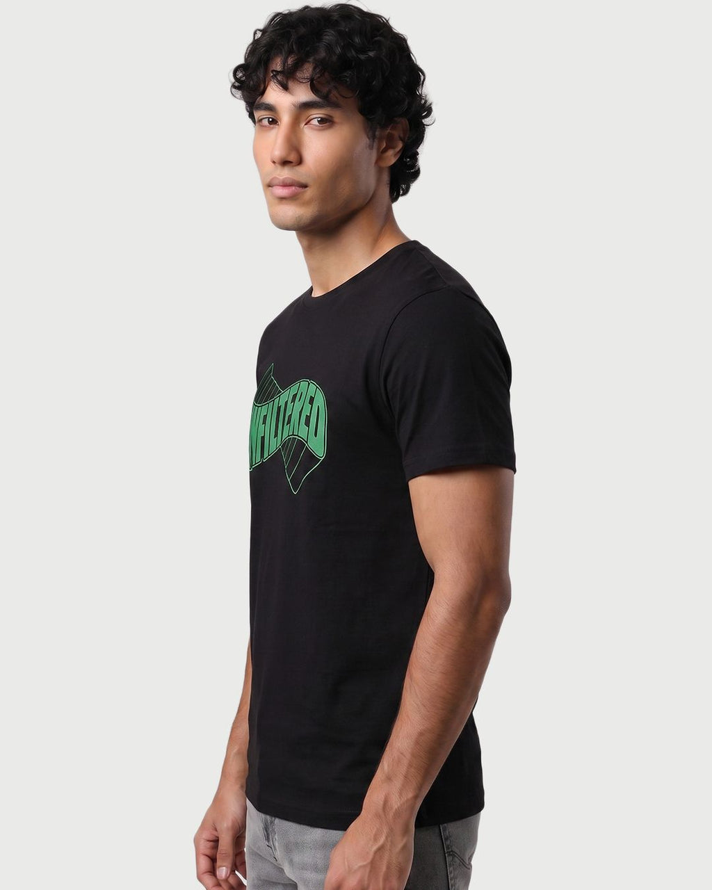 Men's Black Unfiltered Typography T-shirt