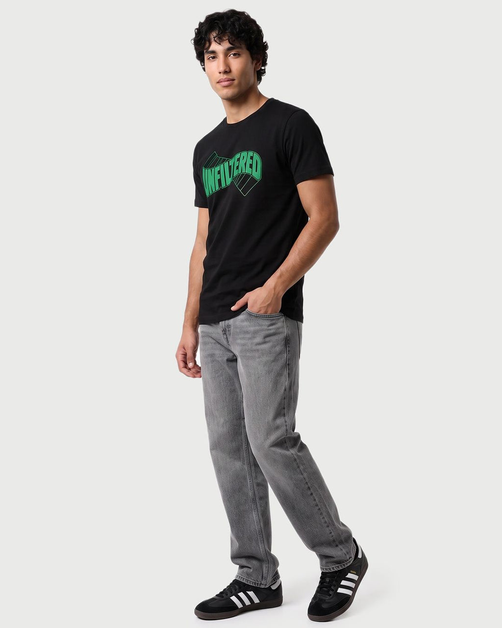 Men's Black Unfiltered Typography T-shirt