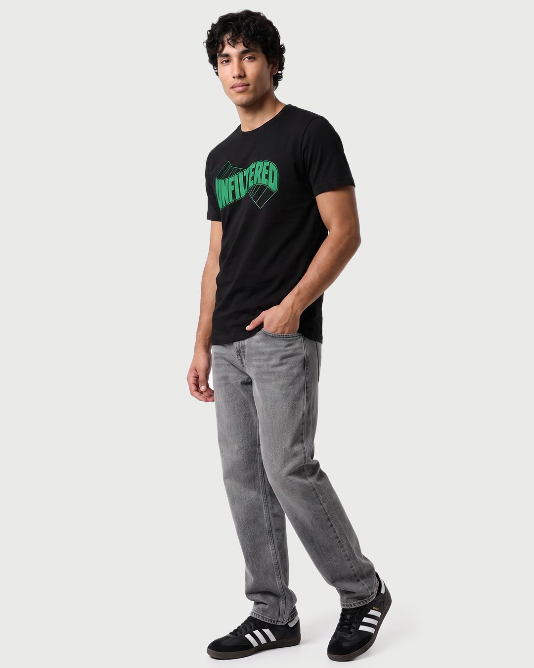 Men's Black Unfiltered Typography T-shirt