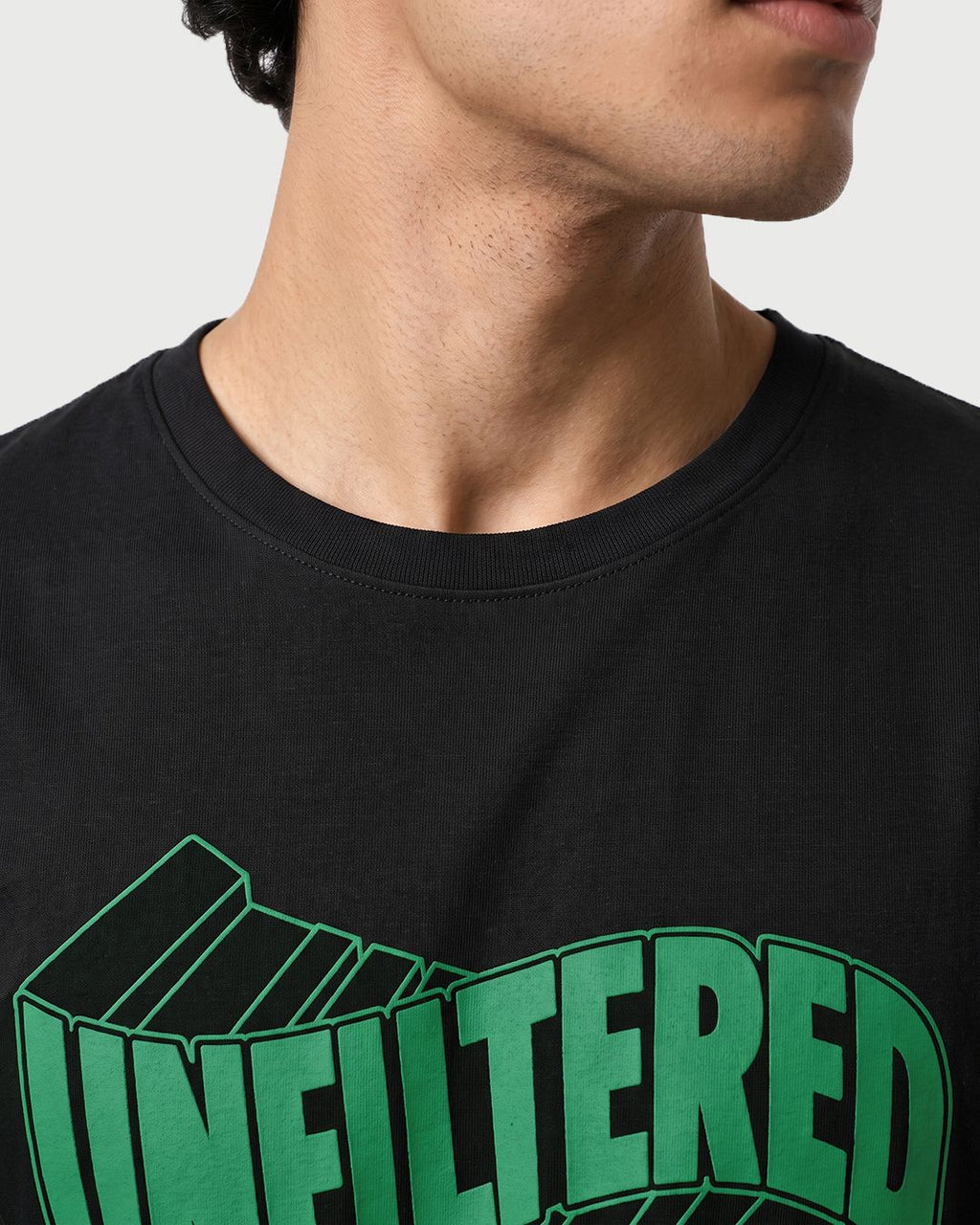 Men's Black Unfiltered Typography T-shirt