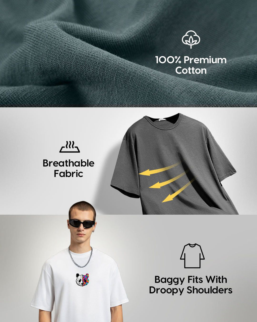Men's Green Touch Grass Graphic Printed Oversized T-shirt