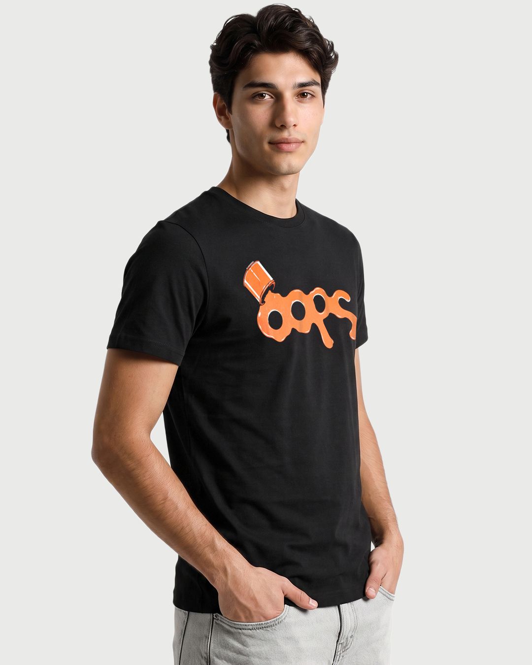 Men's Black Oops Typography T-shirt