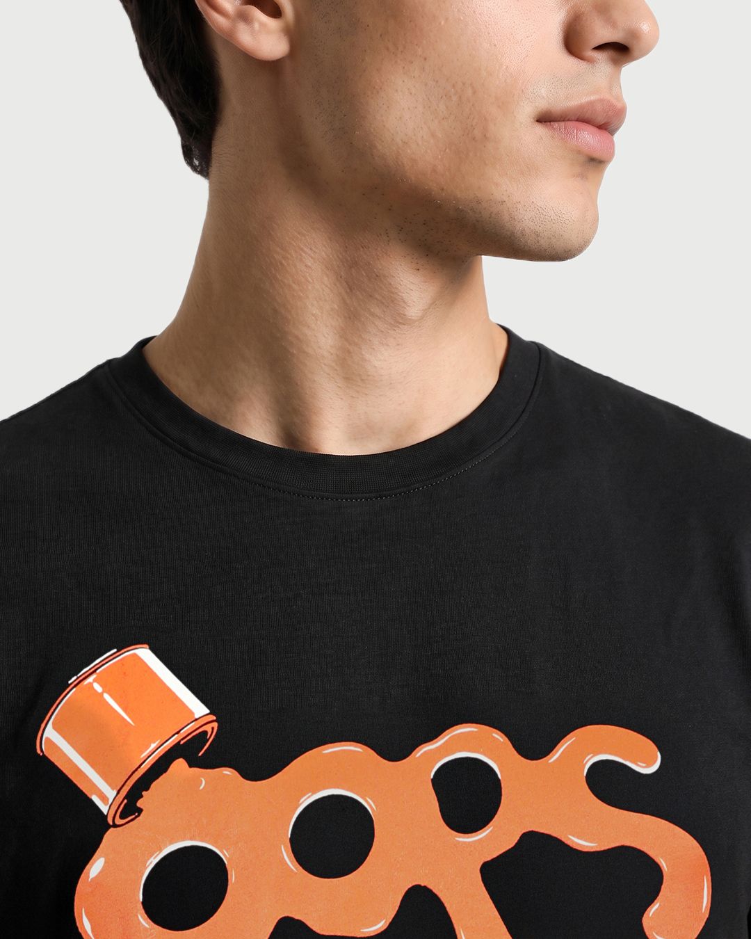 Men's Black Oops Typography T-shirt