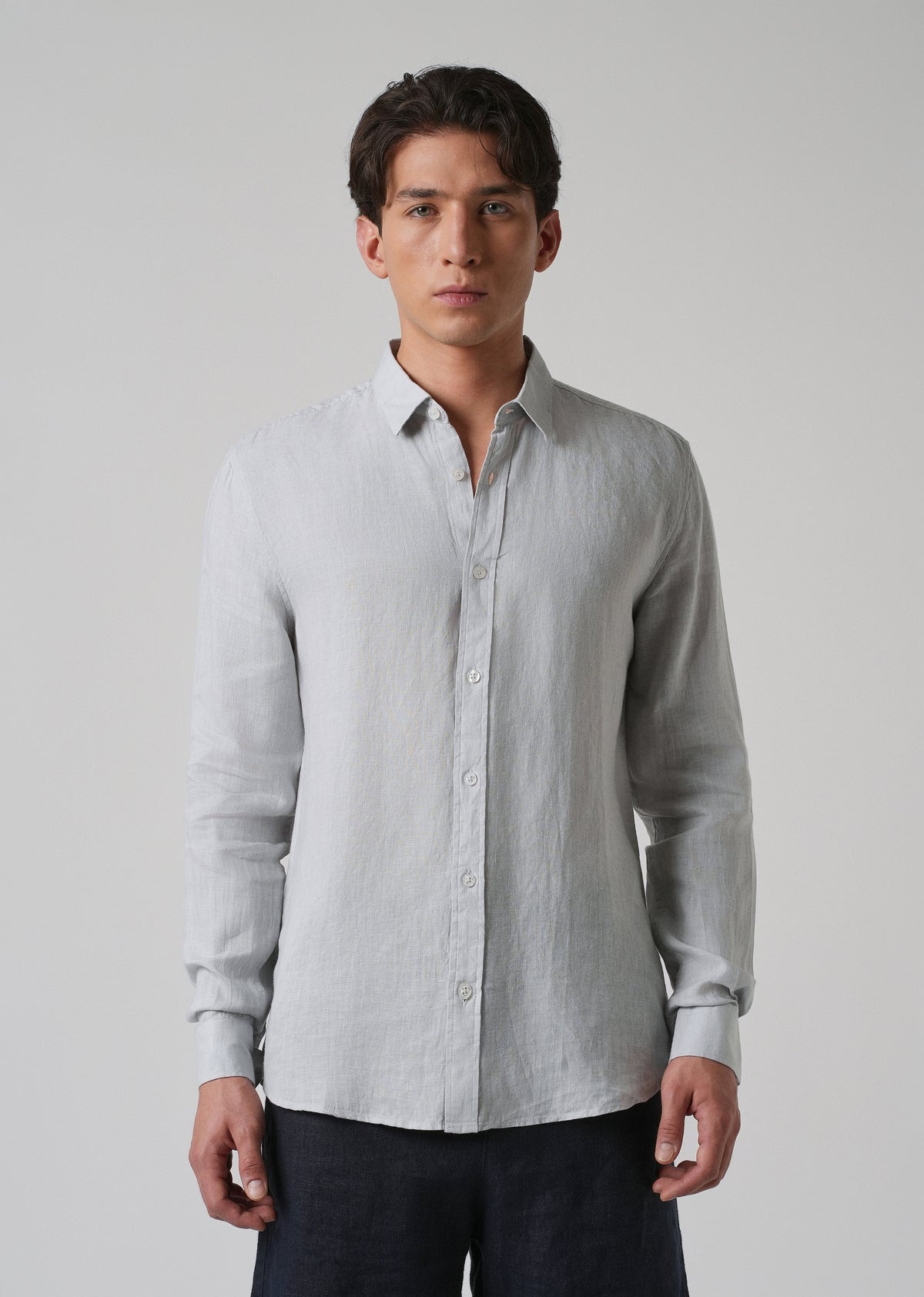 100% Pure Ash Grey Linen Shirt