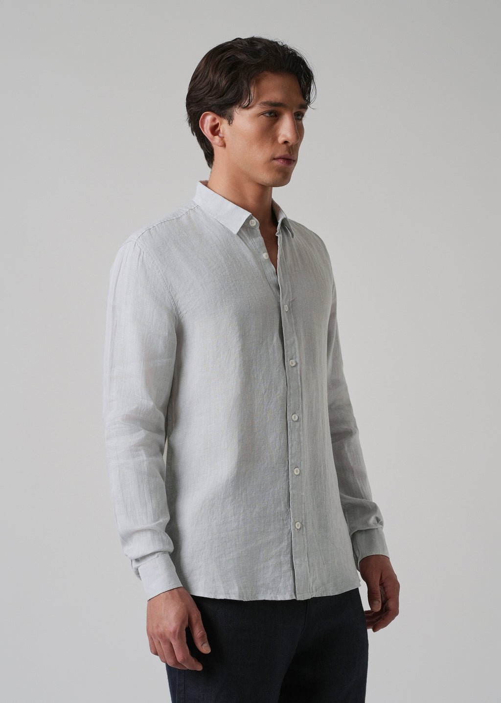 100% Pure Ash Grey Linen Shirt