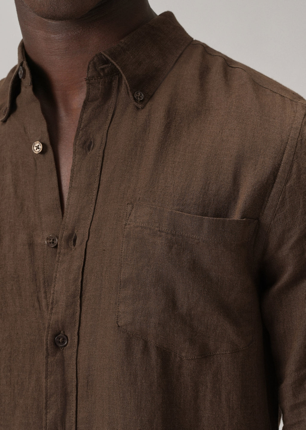 100% Pure Brown Linen Shirt