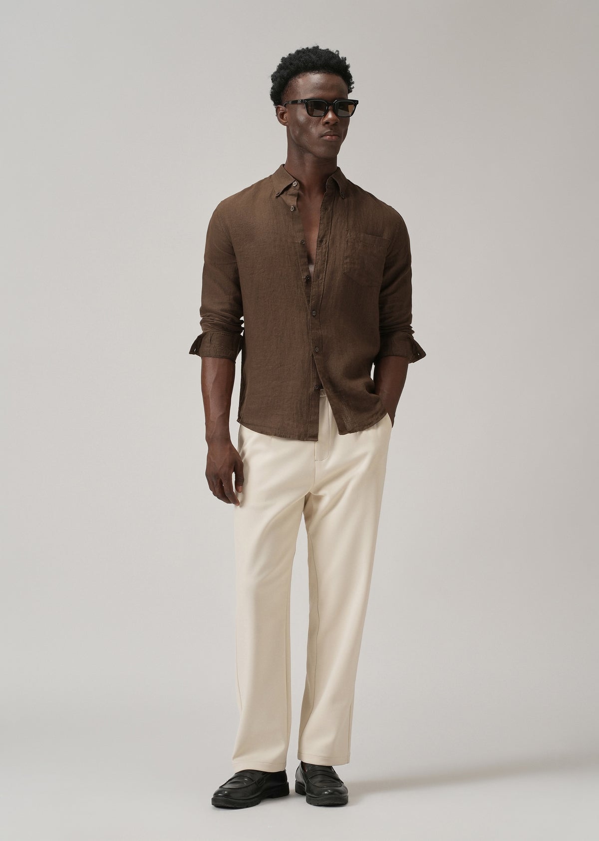 100% Pure Brown Linen Shirt