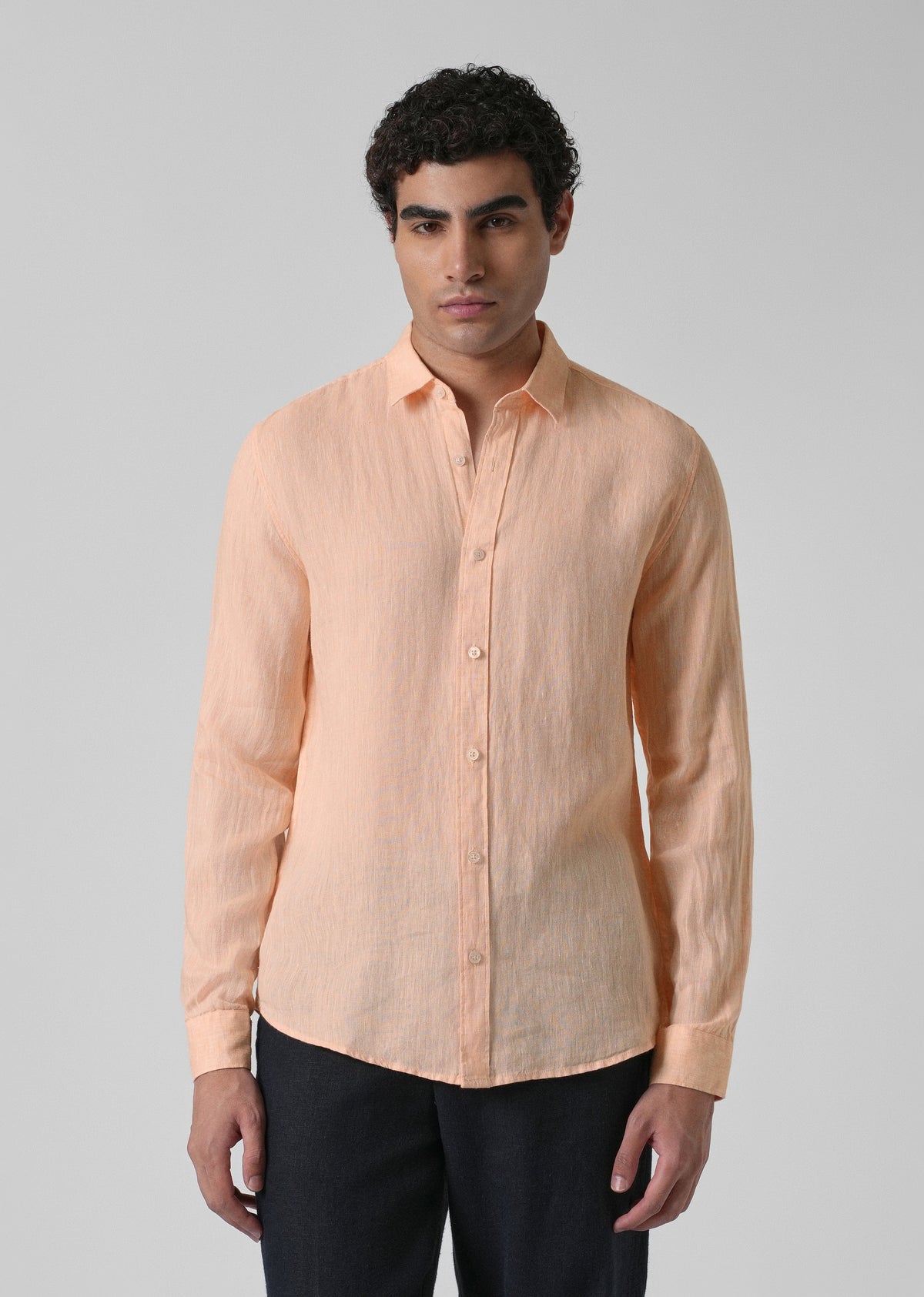 100% Pure Irish Dusky Orange Linen Shirt
