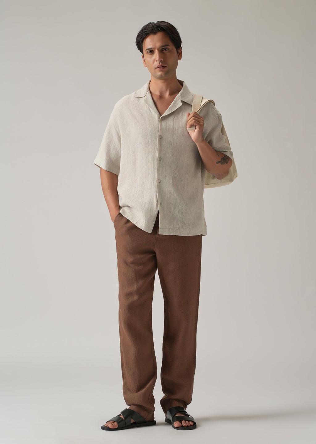 100% Pure Irish Light Beige Linen Shirt
