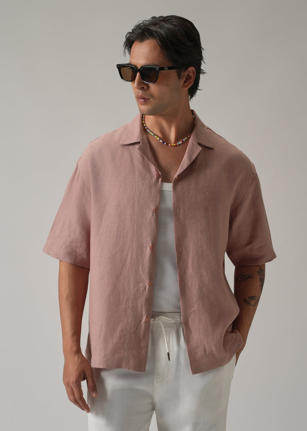 100% Pure Irish Pink Linen Shirt