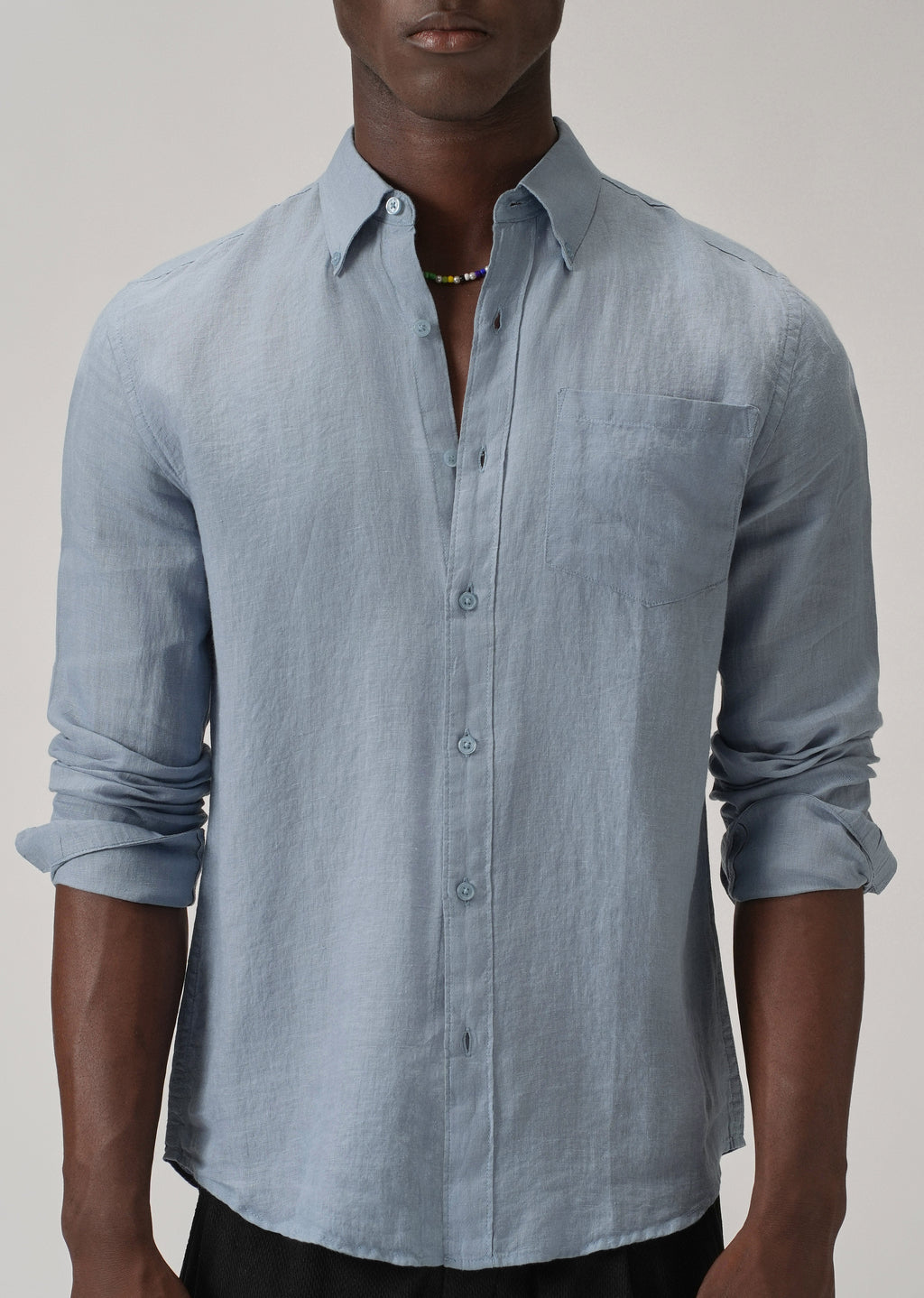 100% Pure Light Blue Linen Shirt