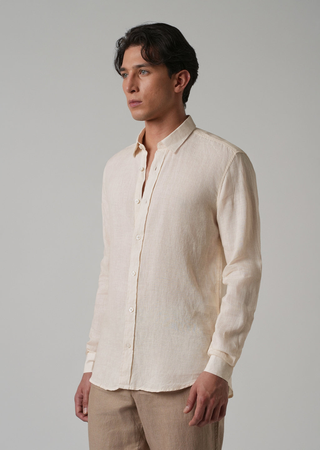100% Pure Light Cream Linen Shirt