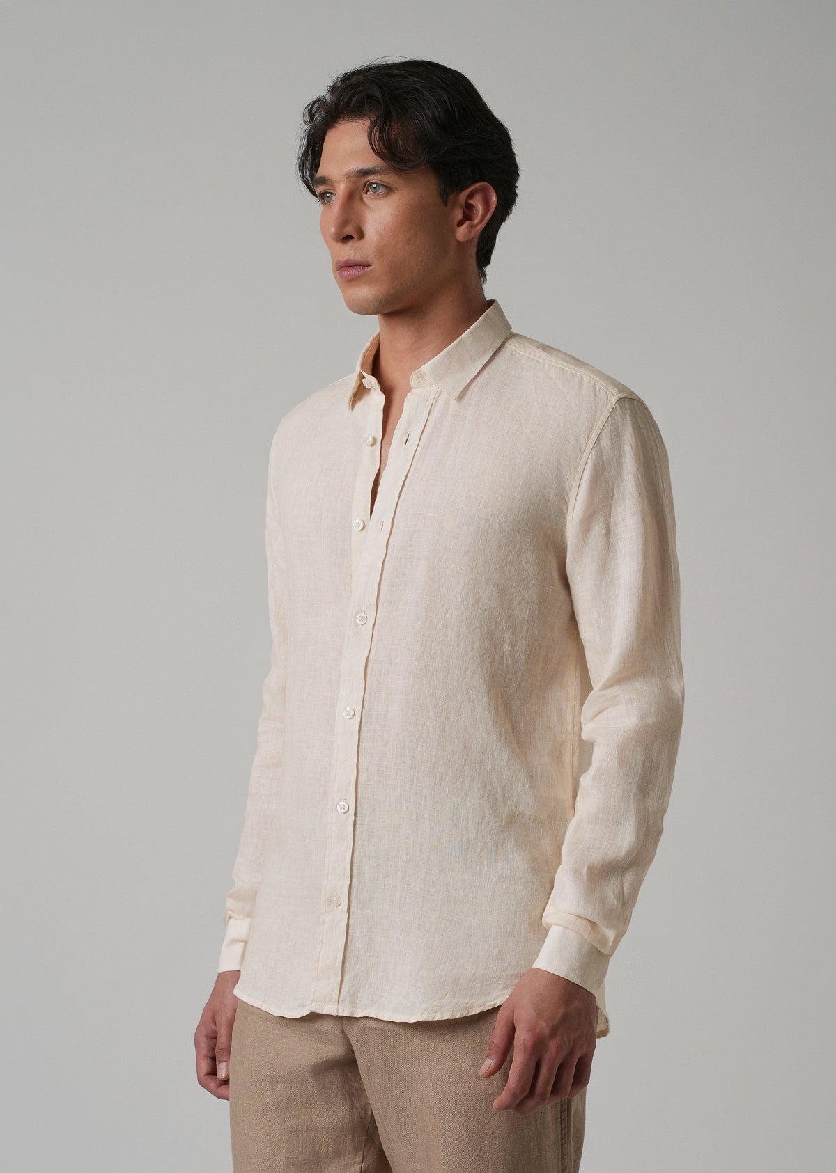 100% Pure Light Cream Linen Shirt