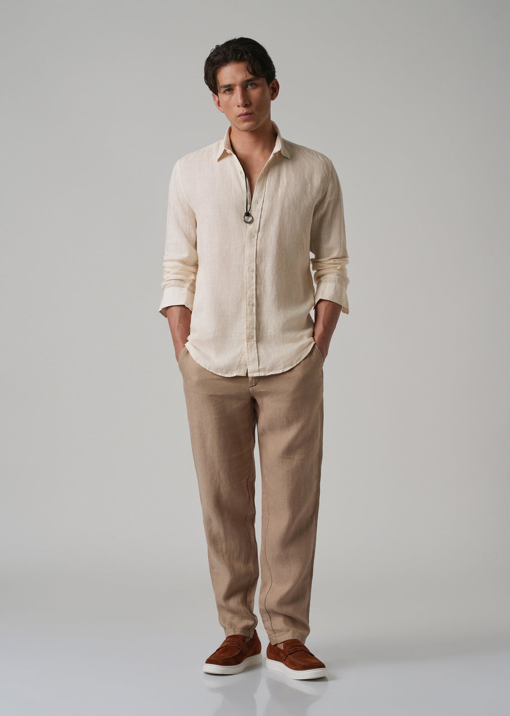 100% Pure Light Cream Linen Shirt