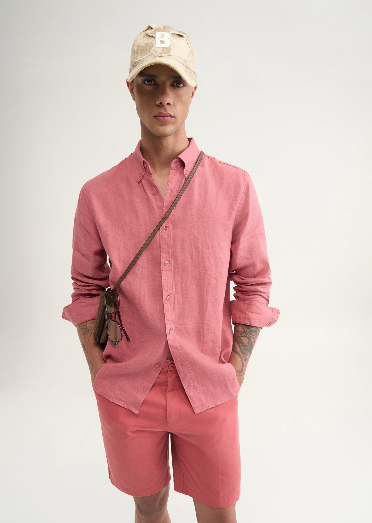 100% Pure Linen Crimson Pink Shirt