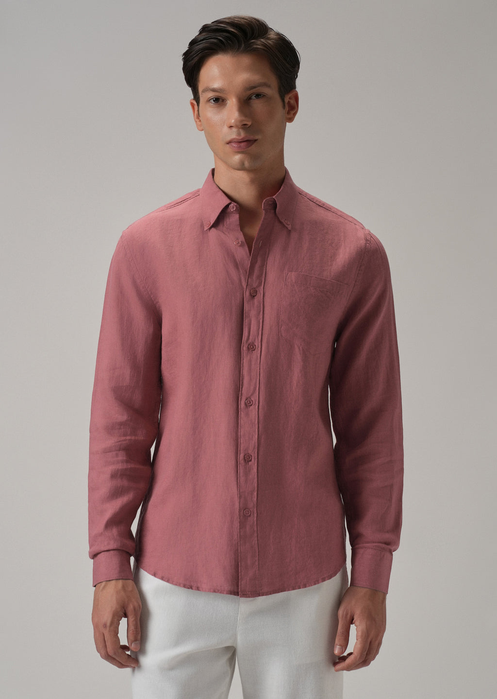 100% Pure Crimson Linen Shirt