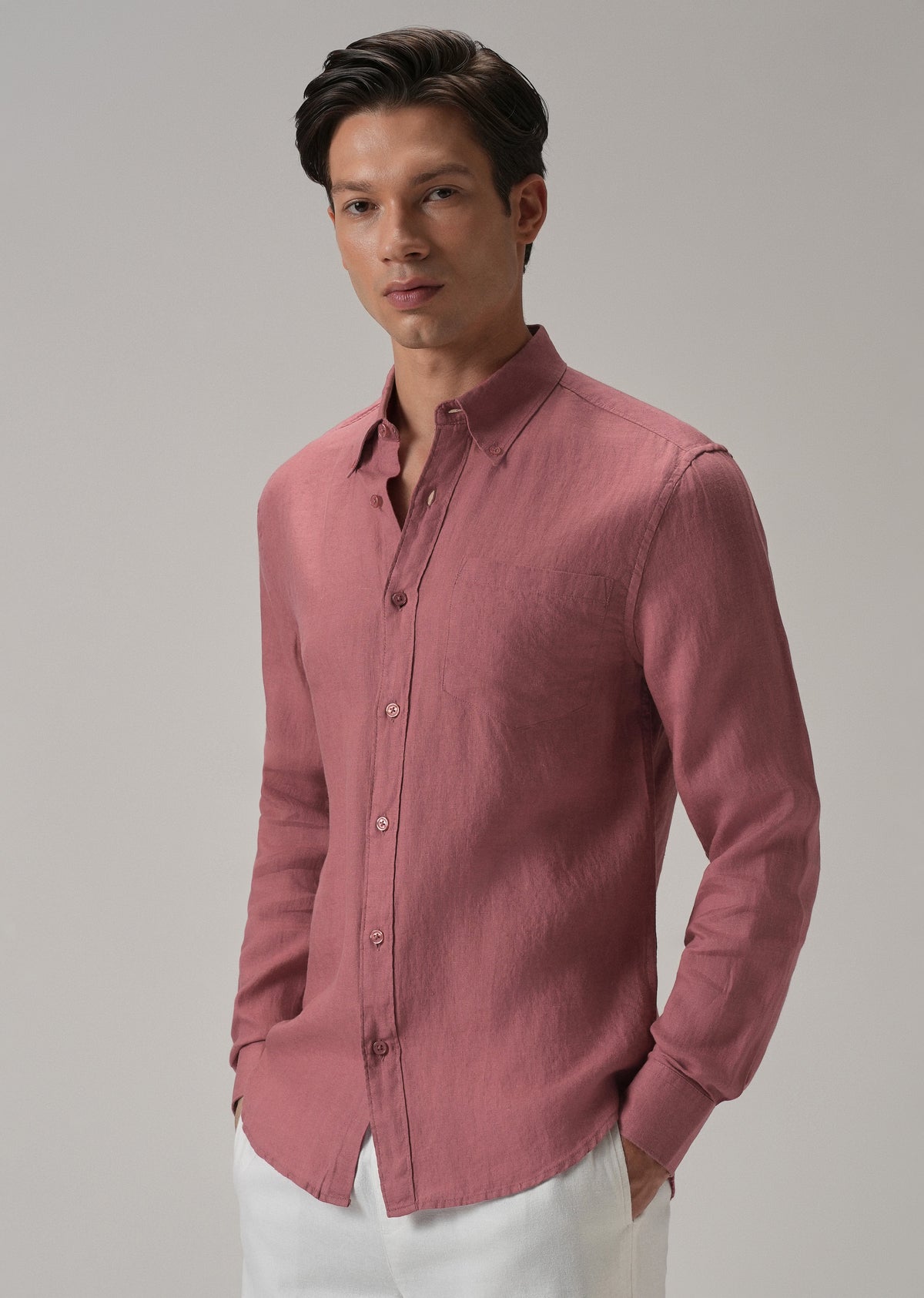 100% Pure Crimson Linen Shirt