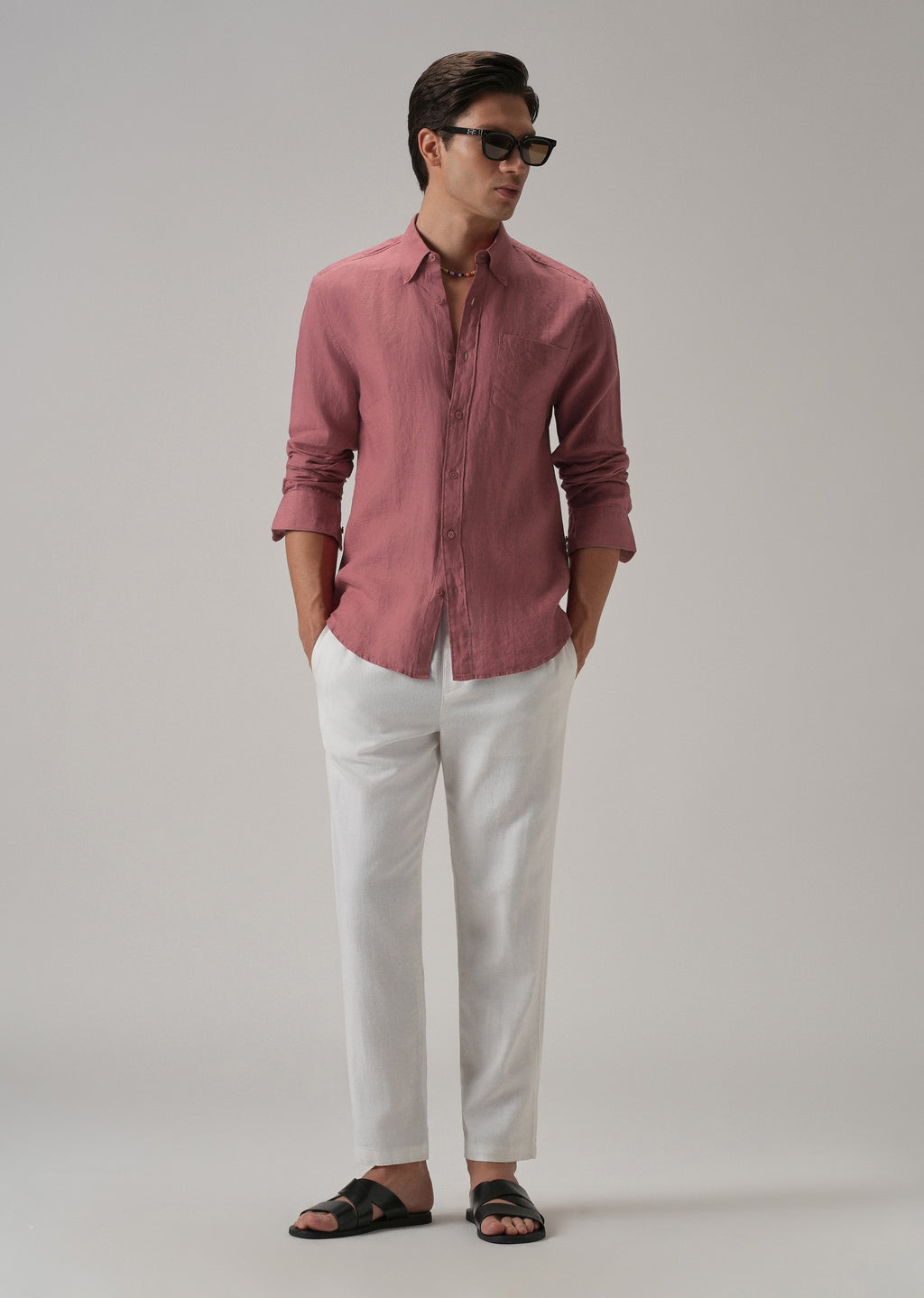 100% Pure Crimson Linen Shirt