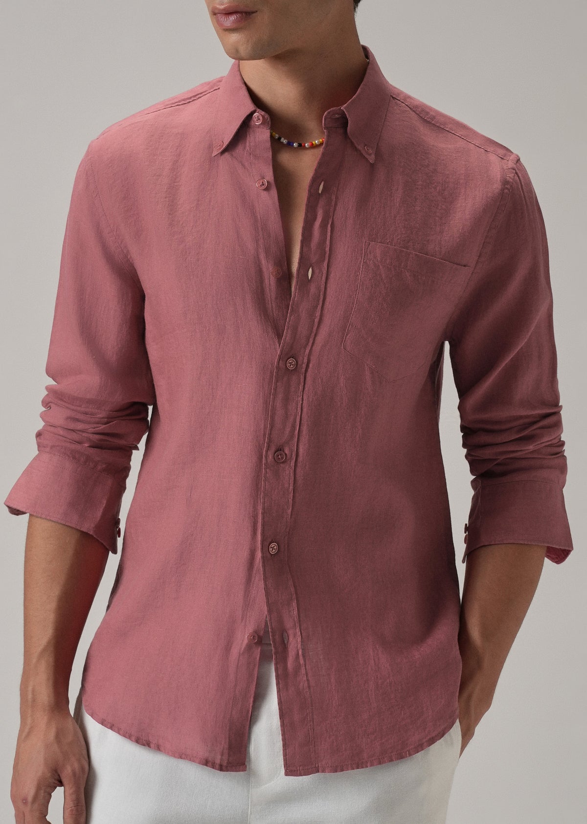 100% Pure Crimson Linen Shirt