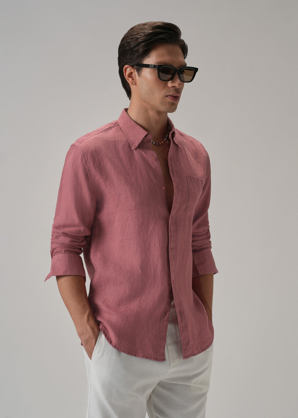 100% Pure Crimson Linen Shirt