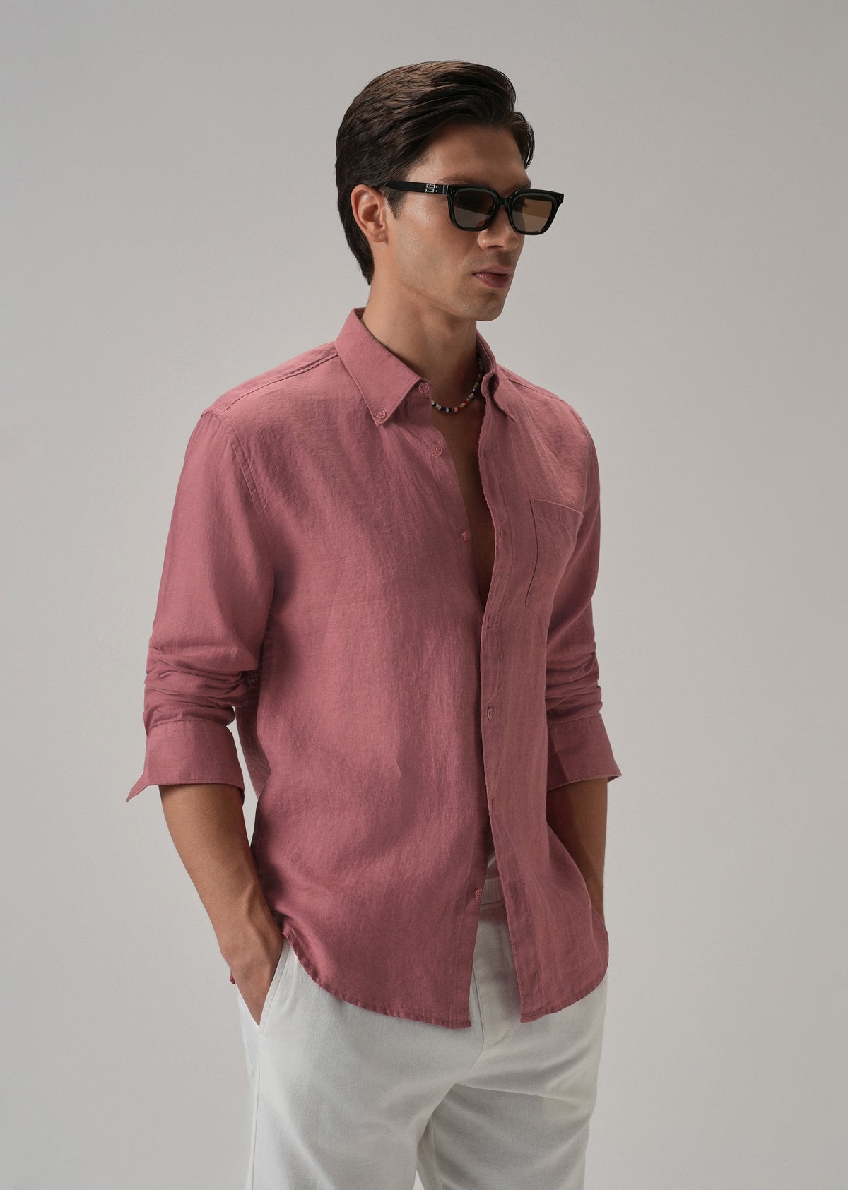 100% Pure Crimson Linen Shirt