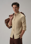100% Pure Dark Beige Linen Shirt