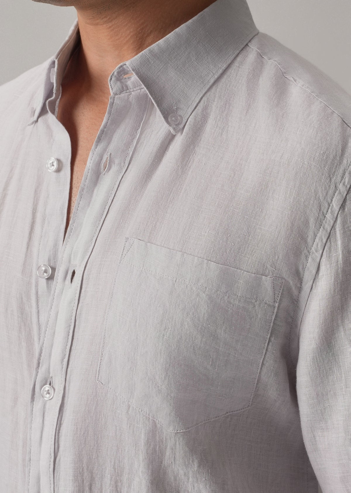 100% Pure Lavender Grey Linen Shirt