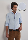 100% Pure Linen Light Blue Plain Shirt